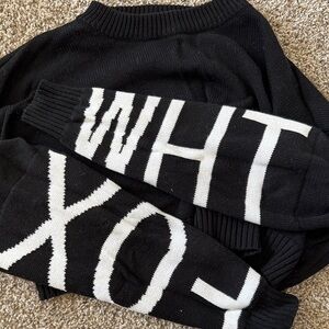White Fox Boutique Black and White Cropped Sweater
